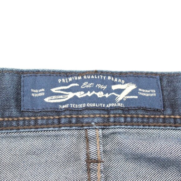 Seven7 Straight Denim Jeans Mens Size 39 X 31 Blue Dark Wash 5-Pocket Whisker - Picture 12 of 14